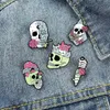 Rose Series Skull Mushroom Brooches Pins Alloy Painting Cat Flowers Collar Badge For Halloween Gift Skeleton Knapsack Clothes Wear343l