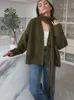 Women S Solid Cashmere Cardigan With Scarf Fashion V Neck Long Sleeve Pockets Knit Jumpers Ladies Autumn Street Knitwears