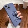 Liquid Silicone Phone Case For iPhone 15 1413 12 11 Pro Max 14Plus Astronaut Ring Stand Holder Shockproof Bumper Soft Cover