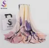 Bysifa Purple Blue Floral Ladies Jedwabny szalik Szalik Moda Kobiety Długie szaliki owijaj jesienne zima elegancka kobieca głowa szalik y20105049263