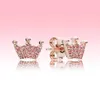 Pink Crown Stud örhängen Små söta kvinnor Sommarsmycken Rose Gold Earring med originallåda för 925 Sterling Silver Earring1233924