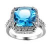 Luckyshien céu azul topázio pedra preciosa vintage anéis quadrados jóias 925 prata esterlina anéis de casamento para mulher zircon194x