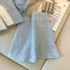 Werkjurken Kraagvorm Korte mouw Chique Knopen Strik Toppak Effen Kleur Hoge taille Slanke rok Outfits Zomerset Dames 2-delig