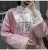 Этническая одежда, зимняя женская куртка высокого качества, топ в китайском стиле с вышивкой, элегантное женское ацетатное пальто Hanfu, женский SXXL 231212