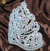 Pinces à cheveux Barrettes magnifiques Miss Pageant grands diadèmes et couronnes rose AB strass cristal diadème complet mariage mariée Headba2083445