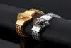 Silver gold Stainless steel Figaro Link Chain bracelet Fashion Lion Bangle 12mm 866039039 heavy 96g weight4027101