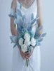 Nordisk snöflinga Flower Elegant Simulation White Rose Wedding Bridal Bouquet Artificial Silk Flowers For Home Dining Table Decor7328784