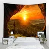 Tapisseries Roche grotte lever du soleil impression 3d tapisserie récif roche grotte vue sur la mer tenture murale salon chambre hall tapisserie murale 6 tailles