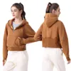 lu-22 Womens Autumn Hoodies Sweatshirt Yoga Suit Jacket Ladies Sport Half Zipper thick Loose Short Style With Fleece Sweatshirts Women