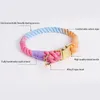 Hundetraining Obedience Macaron-Halsband Welpe, individuelles graviertes ID-Tag, Regenbogen-Baumwollgewebe für große, mittelgroße und kleine Heimtierbedarfszubehörteile 231212