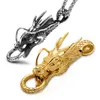 Pendenti con simbolo di potere della testa di drago cinese Collana da uomo nuova in acciaio inossidabile 316L placcato oro 18 carati242m