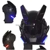 أقنعة الحفلات Cyberpunk Mask Cosplay Maski Black Samurai Wars Kamen Rider Masks Halloween Fit Party Coolplay Gift 220711 Drop Delivery H Dhkrq