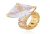 Europe et Amérique Hommes Femmes Bague Plaqué Or Jaune Bling Ice Out Gros Diamant CZ Pierre Bague pour Hommes Femmes Jolis Bijoux9413529