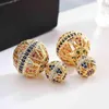 Luxe creux concepteur coloré Zircon deux côtés boule boucles d'oreilles Vintage Enthic bijoux pour les femmes cadeau de fête Zk30 220125256Y