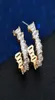 1111 Clear Bagieette Cubic Zirconia CZ Hoop Earring Gold Class