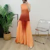 Women's Two Piece Pants Pleated Long Tank Top Wide Leg Gradient Set 2023 Summer Women's Sleeveless Plus Size