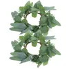 Guirlande de fleurs décoratives de noël, 2 pièces, petite couronne d'eucalyptus, décoration de table, Mini couronnes de maison pour bougies