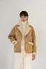 suede mustang jacket beige RUNNING STITCH WOOL HALF COAT - IVORY