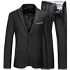 Men's Suits Blazers 2023 Business Fashion High Quality Gentleman Black 2 Piece Suit Set Coat Jacket Pants Classic Trousers 231212