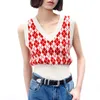 2023 autumn and winter new contrast knitted vest V-neck short vest bottoming Joker loose sleeveless knit top