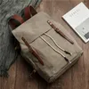 Backpack Vintage Oil Wax Waterproof Travel Leather Canvas Bag Computer Large Capacity Outdoor Mochilas