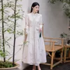 Etniska kläder Highend Autumn Women Trench Coat Retro Elegant Brodery Aline Lady Party Hanfu Dress SXXL 231212