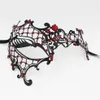 Fashion Cosplay Halloween Mask Fun Black Red Clear Rhinestone Metal Party Mask Costume Halloween Phantom Filigree Wedding Masquera220K