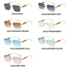 Lunettes de soleil de styliste carrées sans bords pour hommes et femmes, tendance, roses, Vintage, mode Punk, nuances métalliques