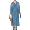 Vrouwen Trenchcoats Winterjas Voor Vrouwen 2023 Koreaanse Mode Riem Slanke Vrouw Revers Lange Mouwen Split Y2k Windjack