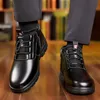 Boots British Style Leather Boots Men's Work Winter Plush Business Thick Soled Chelsea Shoes Anti-slip Wearable TY54 231213