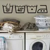 Vinyltvättrum badrum vägg klistermärken påminnelse tag vägg dekaler tvätt maskin möbler klistermärken diy avtagbar vattentät