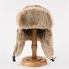 Chapeaux de trappeur chaud Bomber chapeau hommes femmes épais russe Ushanka fourrure mode mâle femme hiver noir gris oreillette casquette de Ski 231213