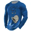 남성용 T 셔츠 3D 동물 인쇄 TSHIRT 고품질 티셔츠 남자 긴 소매 대형 상단 캐주얼 의류 남성 O- 넥 스트리트웨어