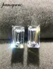 Pansysen Brand Rectangle skapade Moissanite Diamond Stud örhängen för kvinnor Pure 925 Sterling Silver Earring Lady Jewelry Gift9100889