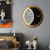 Lampes murales moderne astronaute horloge créative chambre lumières salon décoration espace homme lumière 18/24w
