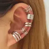 Charm Kisswife Gold Color Leaves Ear Cuff Black Non-Piercing Ear Clips Fake Broskörörhängen Klippörhängen Kvinnliga smycken Partihandel T231213