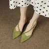 Сандалии 2023, женские летние туфли на высоком каблуке из натуральной кожи, 22-25 см, овчина, свиная кожа, острый носок
