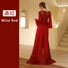 Vrouwen Nachtkleding Sexy Bordeaux Kant Borduren Gewaad Pak Vrouwen Bruid Kimono Badjas Lange Mouw Nachtjapon Bruiloft Loungewear