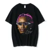 24ss Summer Pure Cotton T-shirt for Men's Hip Hop American Rap Singer Portrait Print Trendy Brand Short Sleeves