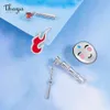 Thaya Orecchino da donna No Face Man Argento Colore Orecchino a perno Smalto Bamboo Ghibli Spirited Away Kawaii Gioielli Stud Cartoon Regalo 21053006