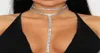 Chokers Double Tshape Long Tassel Rhinestone Choker Halsband för kvinnor Lyxkristallkrage Chockers -kedja Fashion Jewelry8717542