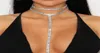 Chokers Double Tshape Long Tassel Rhinestone Choker Naszyjnik dla kobiet luksusowe kryształowe kołniery chocker łańcuch mody 8717542