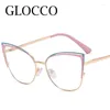 Sunglasses Anti Blue Rays Cat Eye Myopia Glasses 2023 Fashion Metal Clear Lens Computer Spectacles Women's Prescription Frames