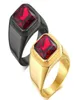 N321 modegåvor smycken guld svart välj punk rostfritt stål gotiska röda ädelstenar rubin stora stenband ring kvinnor män 8116883735