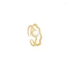 Cluster Rings Simple Opal Double Layer Ring Gold Plated Fashion Charm Women's Index Finger Girl Party Jewelry Birthday Gift