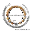 Filo 2 Pz/set Pietra Naturale Bracciali A Catena Color Argento 8mm Perline Ematite Croce Braccialetto di Fascino Per Le Donne Degli Uomini Dei Monili set