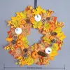 Dekorativa blommor Autumn Door Wreath Christmas Halloween Decoration Pumpkin Berry Pine Cone Maple Artificial Creative Cloth Rattan Ornament