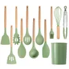 Ustensiles de cuisine Ensemble d'ustensiles de cuisine en Silicone vert avocat, ustensiles de cuisine antiadhésifs, spatule batteurs d'œufs, manche en bois, outil de cuisine 231213