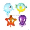 Other Event & Party Supplies Other Event Party Supplies 43Pcs Foil Number Ballons Under Sea Ocean World Animals Balloons Set 1St Boy G Dhv2R