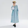 Casual Dresses Imakokoni 2023 Early Autumn Cotton Vertical Stripe Long-sleeved Dress Women Loose A-line Skirt 234226